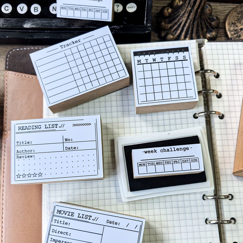 Vintage Fantasy Wooden Stamps Set 5 Rectangles Challenge Level Journaling Planner Crafts - Image 3