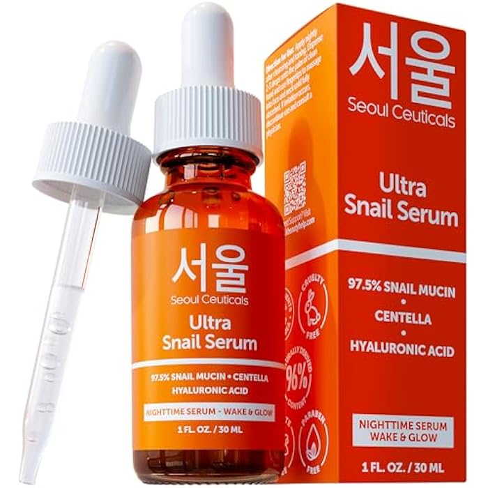 SeoulCeuticals Korean Skin Care 97.5% Snail Mucin Serum – K Beauty Skincare Anti Wrinkle Cica Night Serum Hyaluronic Acid for Face 1oz - Image 1