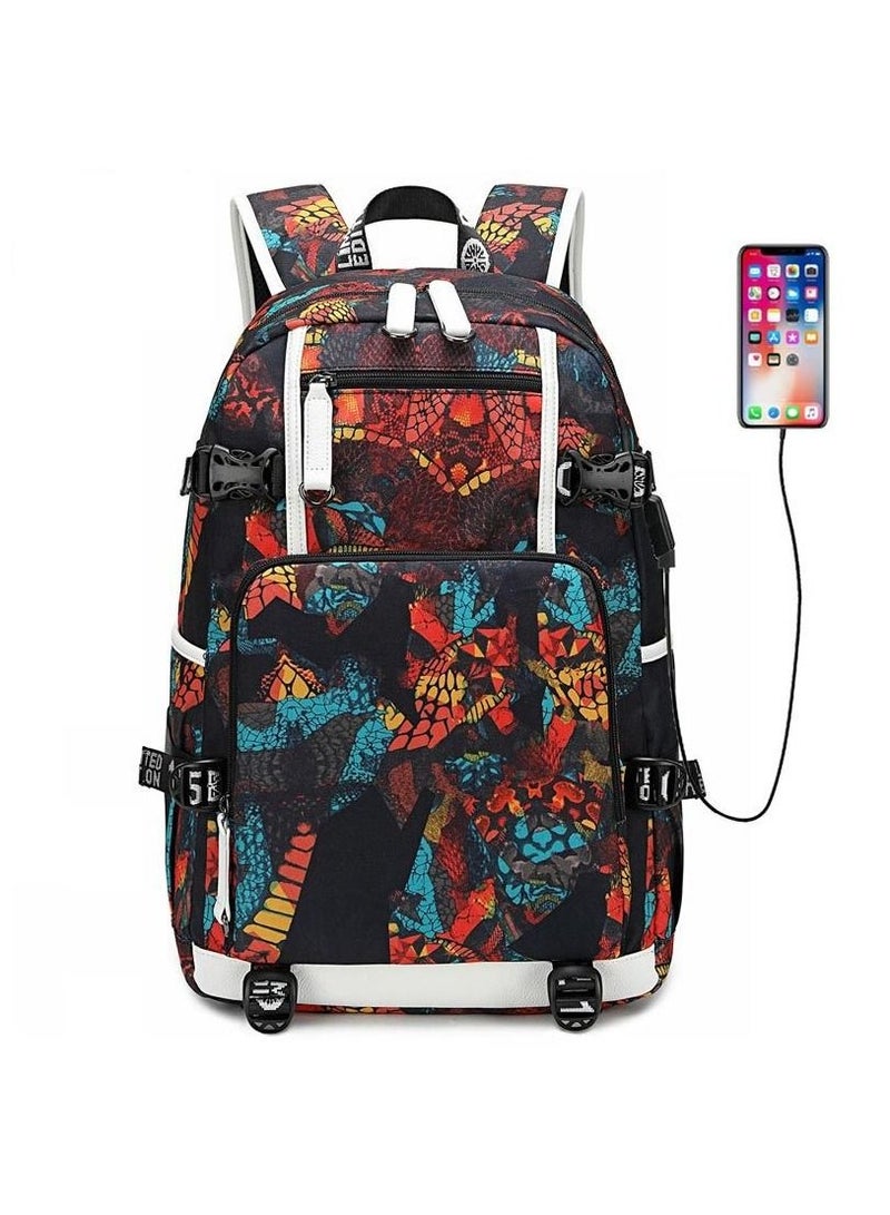 Aolida 1-Piece Men's Korean Version Backpack Minimalist Middle School Student Backpack Heat Transfer Printed Casual Men's Backpack - Image 1
