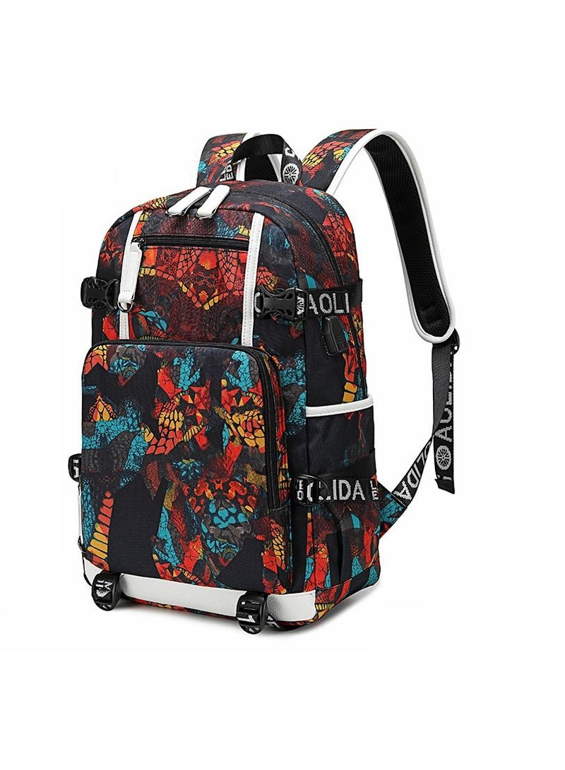 Aolida 1-Piece Men's Korean Version Backpack Minimalist Middle School Student Backpack Heat Transfer Printed Casual Men's Backpack - Image 3