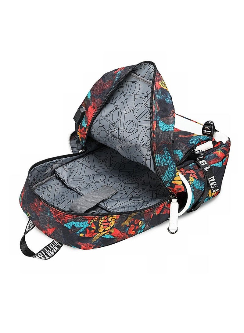 Aolida 1-Piece Men's Korean Version Backpack Minimalist Middle School Student Backpack Heat Transfer Printed Casual Men's Backpack - Image 5