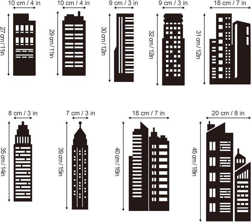decalmile Black City Skyline Wall Stickers Silhouette Hero Wall Decals Kids Bedroom Boys Room Bathroom Wall Decor - Image 3
