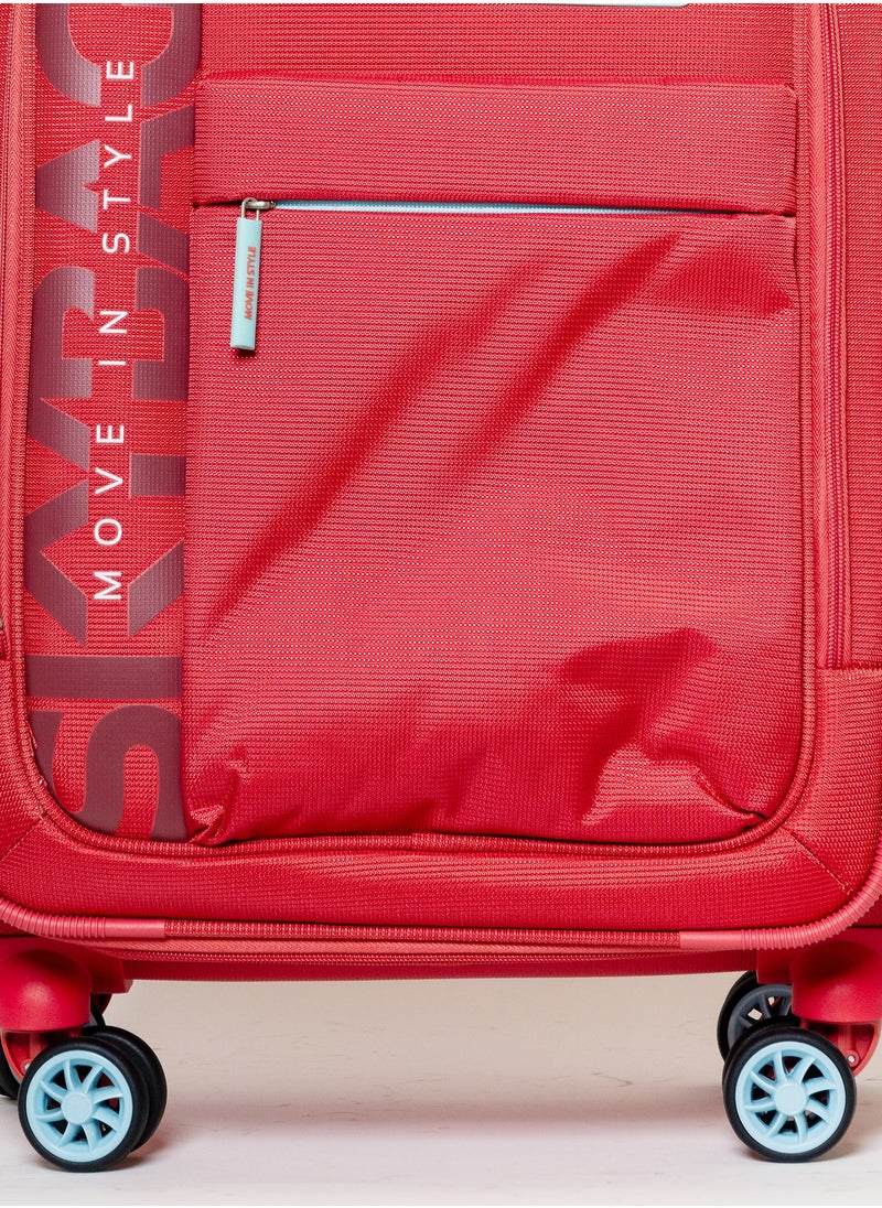 Skybags Vanguard Cabin-20 Inch Luggage with Anti Theft Zipper | TSA Lock| Smooth Dual Wheels| Wet Pouch for toiletries| Coral  - Image 4