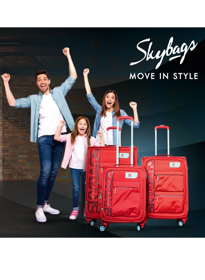 Skybags Vanguard Cabin-20 Inch Luggage with Anti Theft Zipper | TSA Lock| Smooth Dual Wheels| Wet Pouch for toiletries| Coral