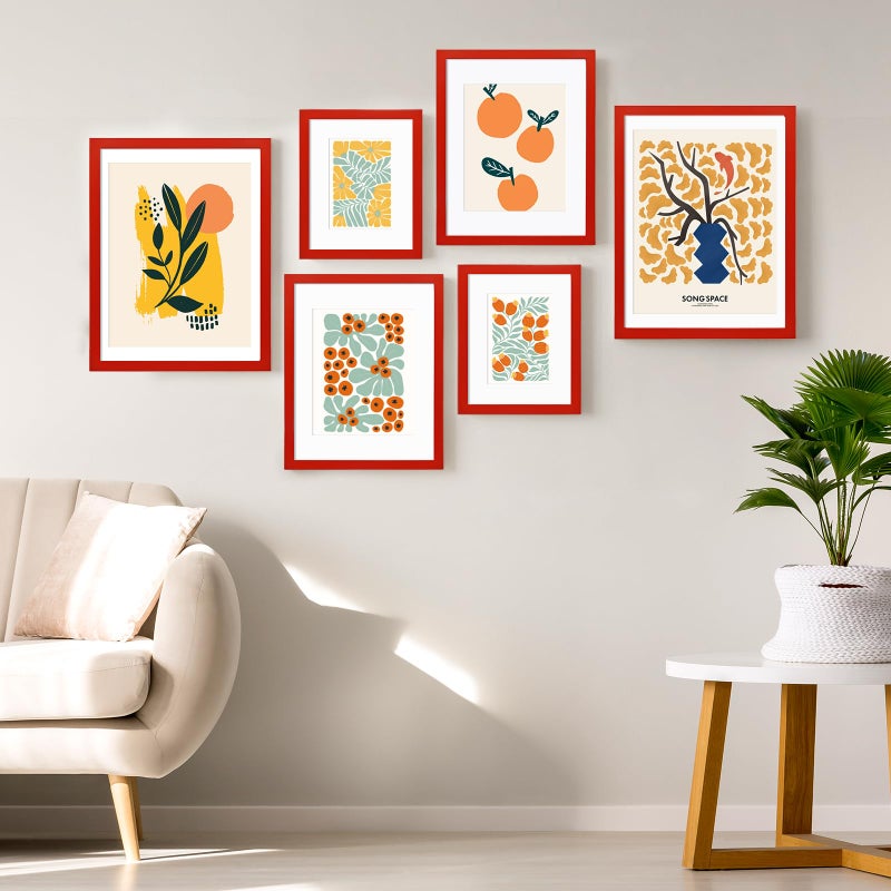 KINLINK 6x8 Picture Frames Red  Wood Frames with Acrylic Plexiglass for Pictures 4x6 with Mat or 6x8 without Mat  Tabletop and Wall Mounting Display  1 Pack - Image 4