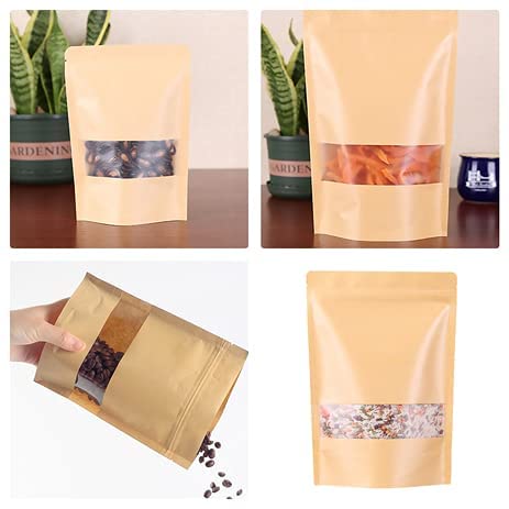 DEERA Brown Kraft Paper Ziplock Stand Up Pouch 140x200mm Pack of 25 - Image 5