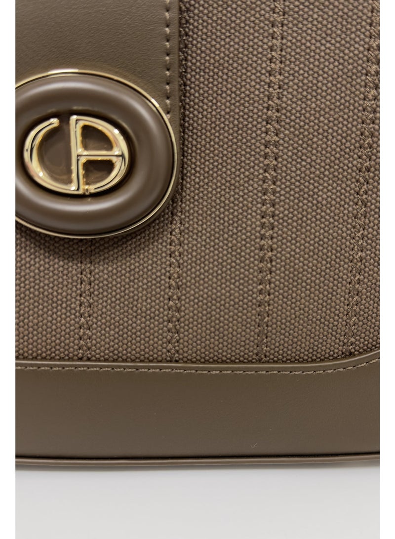 CHRISBELLA Handbag with detachable Strap and mini Wallet. Colour: Dark Brown. dimensions:28x 8X17 cm - Image 4