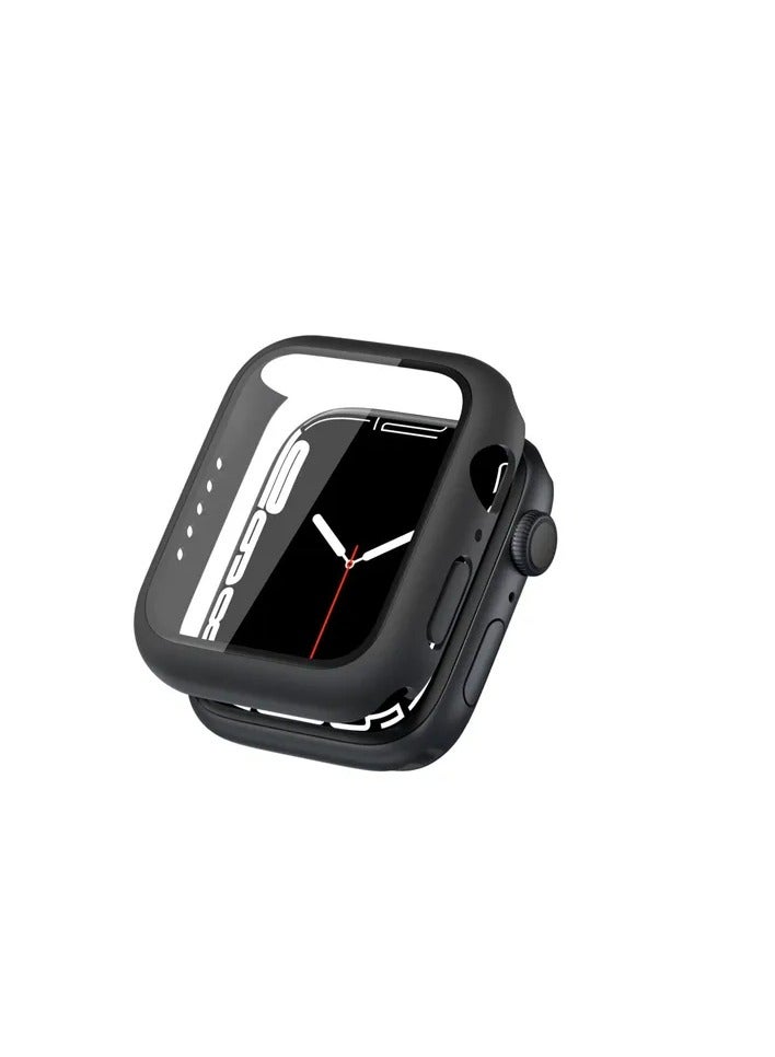 Apple Watch 41mm (Series 9/8/7) Case Cover with Built in Tempered Glass Screen Protector Black 
