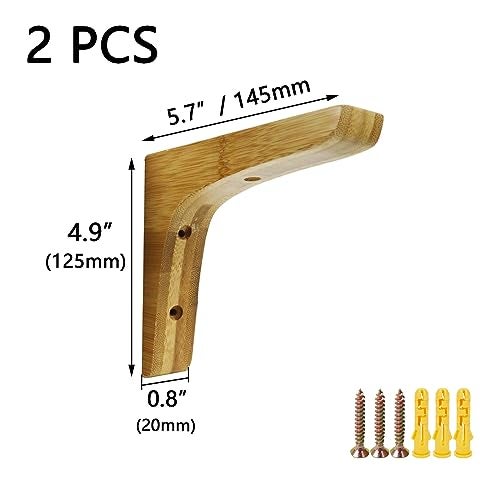 Dnyta 2pcs 4.9"×5.7" Large Wooden Triangle Brackets Corbels Decorative for Kitchen Cabinets, Bookshelves, Countertops(with Screws) - Image 2