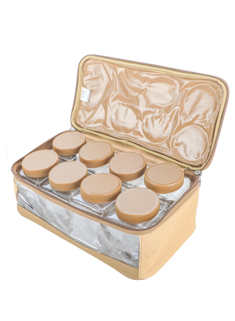 الغافة شنطة علب بهارات ,عدد 8قطع  , سعة 680 ملي, لون كاكي , من  الغافة - Image 1