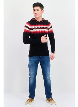 INC Men Aztec Pattern Long Sleeves Hooded Sweater, Black  - Image 4