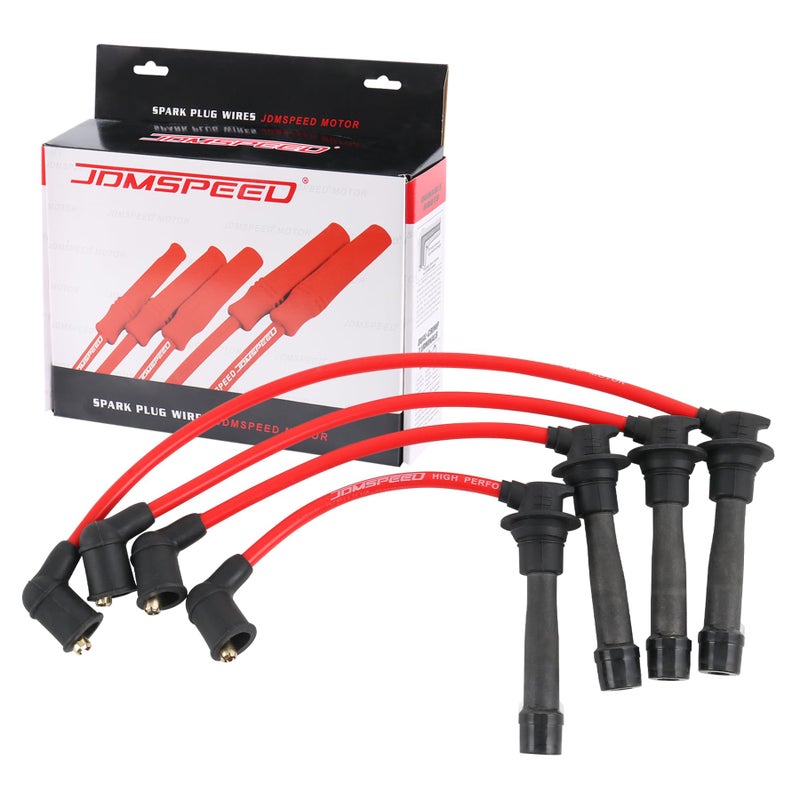 JDMSPEED New Red Ignition Spark Plug Wires Set Replacement for Mazda Miata MX5 16L 18L Engines 19902000 102mm Replaces B61P18140A B61P18140B B61P18140C BPE818140A