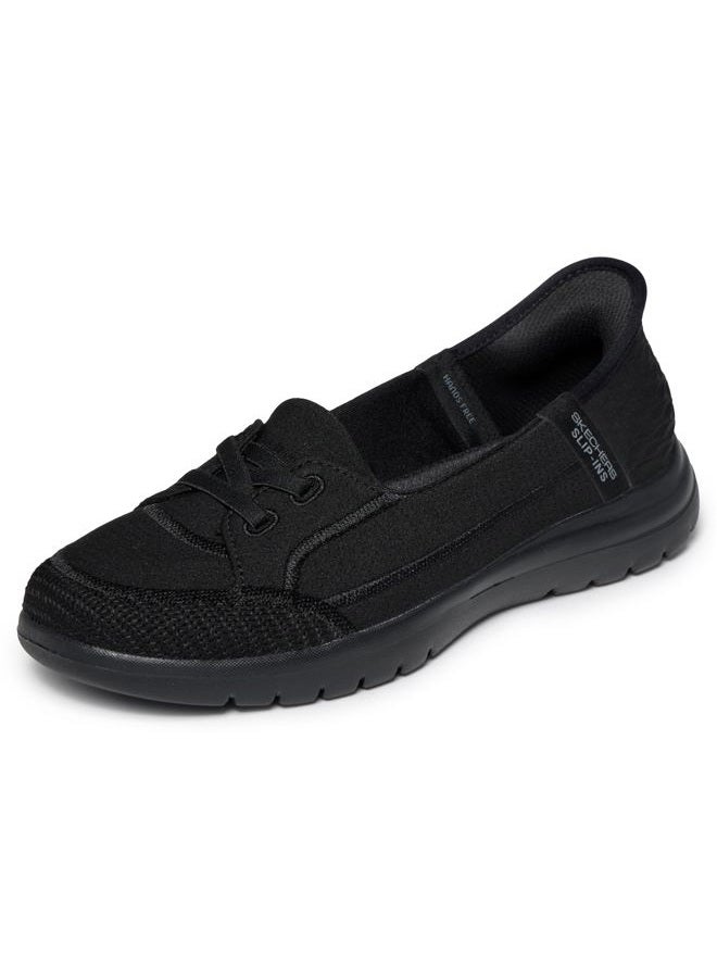 Women's On-The-go Flex-Top Notch Hands Free Slip-ins Loafer Flat, Black, 36.5 EU