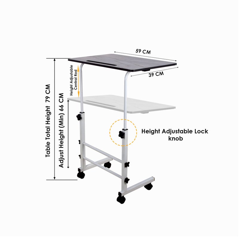 Maruti Wood Flexiwheel: Height Adjustable Multipurpose Movable Table For Study, Laptop, Office Work, Classroom, And Computer Use- Size 39X59X76 Cm_(White) - Image 2