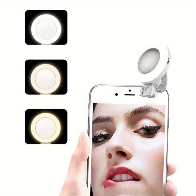 مصباح LED محمول للتثبيت بالقص، إضاءة تعبئة بيضاء، قابل لإعادة الشحن عبر USB، كاميرا فيديو مضغوطة للسيلفي. - Image 3