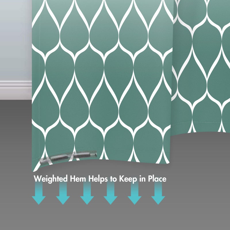 Gelbchu Ombre Teal Fabric Shower Curtain  Waterproof Design and Polyester  Quick-Drying  Weighted Hem  Shower Curtains Set for Bathroom W 72 x H 72  Machine Washable with 12 Hooks - Image 4