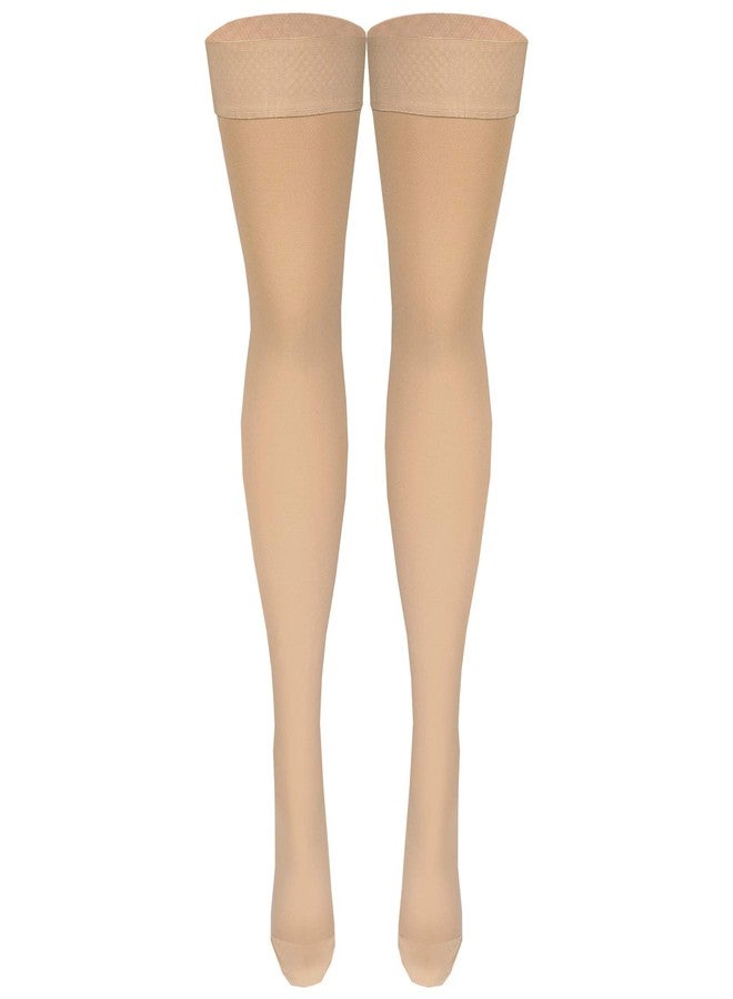 NuVein Medical Compression Stockings, 20-30 mmHg Support, Women & Men Thigh Length Hose, Closed Toe, Beige, Large - Image 4