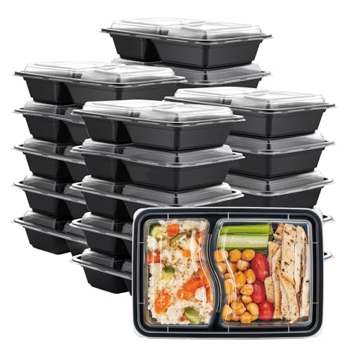 Comfy Package 28 oz  50 Count 2 Compartment Meal Prep Containers Reusable  Microwaveable Dishwasher and Freezer Safe BPAFree Portion Control and Convenience Food Storage with Lids Stackable