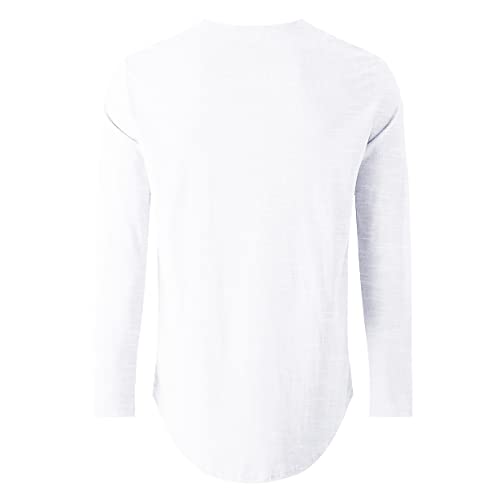 LIWEIKE Mens Hipster Hip Hop Longline Crewneck T-Shirt (White, X-Large) - Image 4