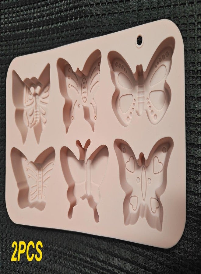 Fuehbur Butterfly in 6 Styles Candy Silicone Ice Molds 2PCS, Floral Chocolate Moulds with 6 Cavity Ice Mold Pudding for Cake Desserts Making, Cupcake Toppers - Image 3