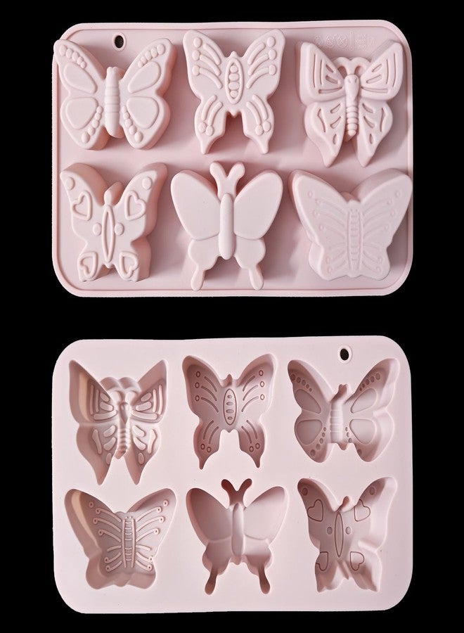Fuehbur Butterfly in 6 Styles Candy Silicone Ice Molds 2PCS, Floral Chocolate Moulds with 6 Cavity Ice Mold Pudding for Cake Desserts Making, Cupcake Toppers - Image 1