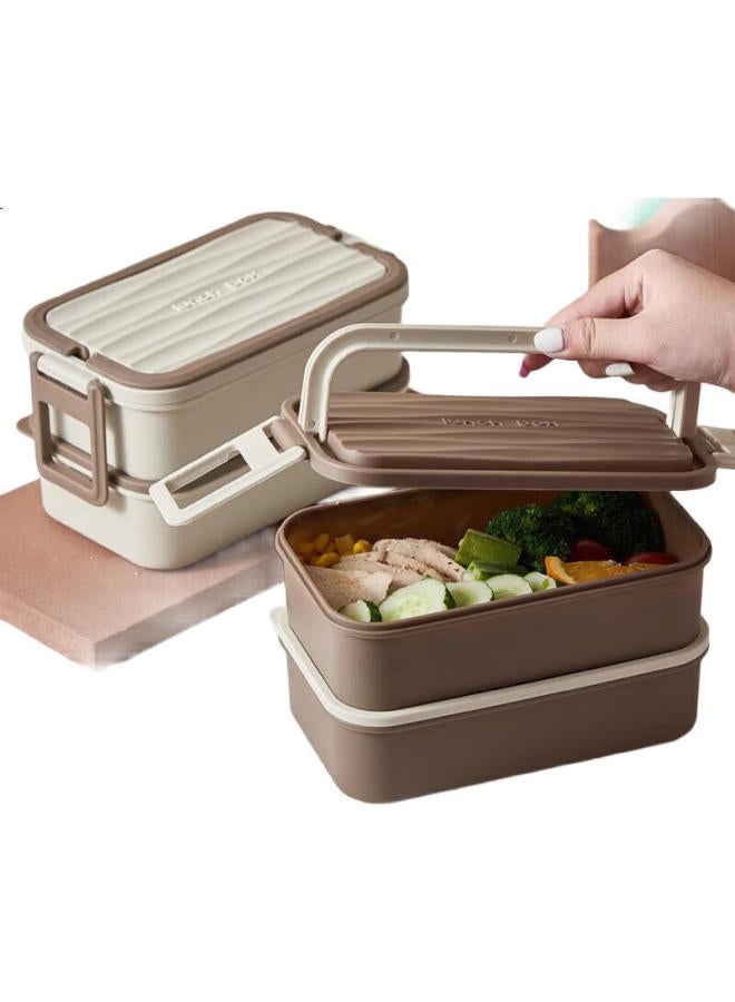 Canjiangjun Dianjiangjun Double-Layer Portable Lunch Box, Large Capacity, Microwave-Safe, Lunch Container, Portable Meal Box With Fork And Spoon, 2L - Image 1