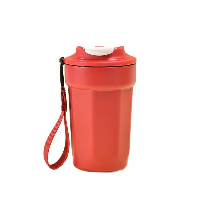 450 ml Stainless Steel Coffee Mug with Easy Carry Handle in with Ceramic Lining in Red , for School Days - Image 1