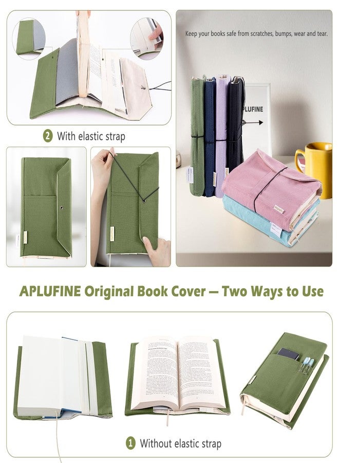 Aplufine أبلوفاين - أغطية كتب قماشية قابلة للغسل، غطاء كتاب كبير الحجم للروايات ذات الغلاف الورقي، غطاء كتاب قابل للتعديل للكتب ذات الغلاف المقوى مع جيوب للأقلام، كتب ذات غلاف ناعم، هدايا - Image 5
