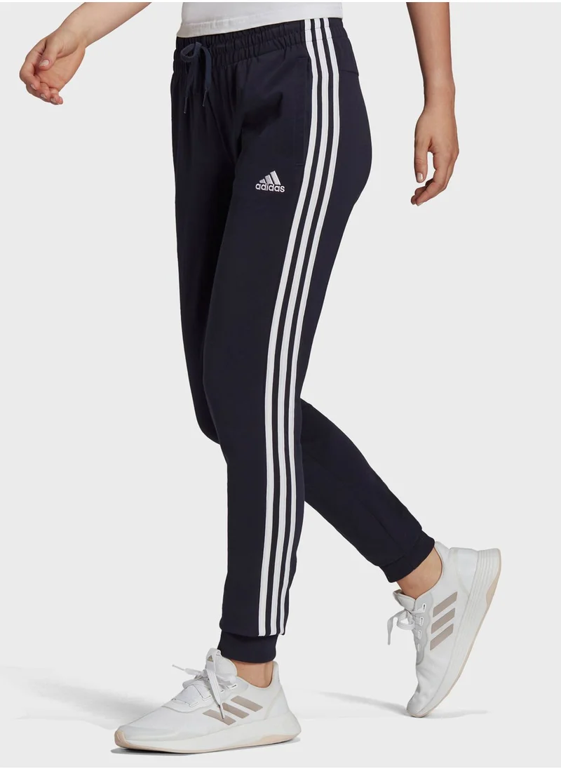 Adidas 3 Stripe Logo Cuffed Sweatpants