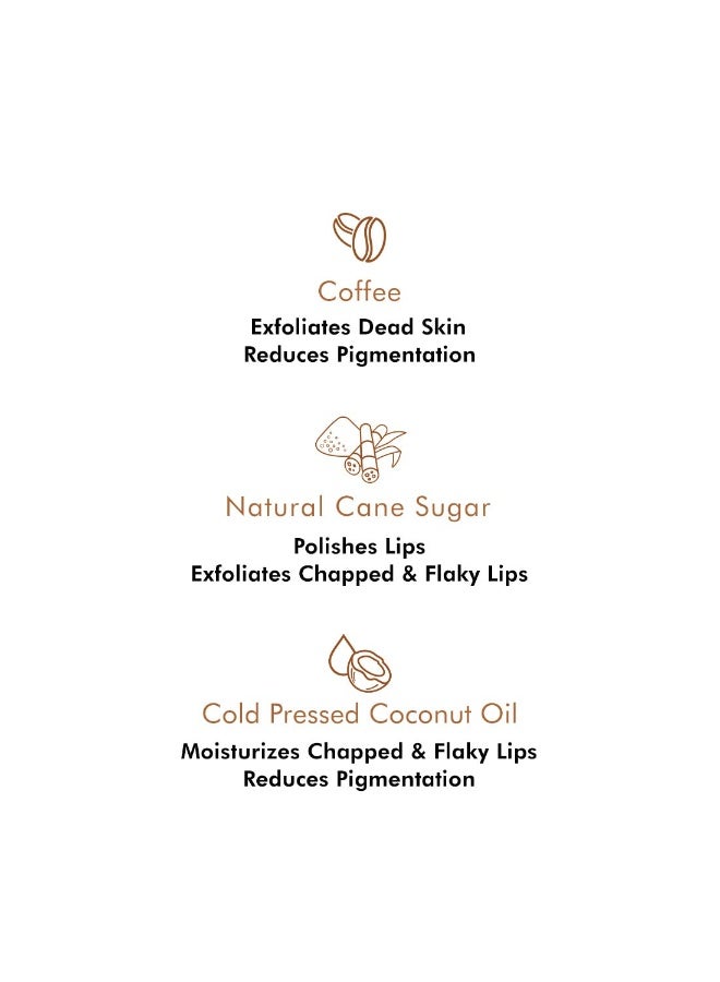 إم كافيين بلسم مقشر الشفاه بالقهوة من إم كافيين - يُخفف ٨٥٪ من اسمرار الشفاه والتصبغات | يُعالج الشفاه الجافة والمتشققة | مع سكر طبيعي وزيت جوز الهند المعصور على البارد ومقشر القهوة | نباتي ١٠٠٪ (١٢ غرامًا) - Image 3