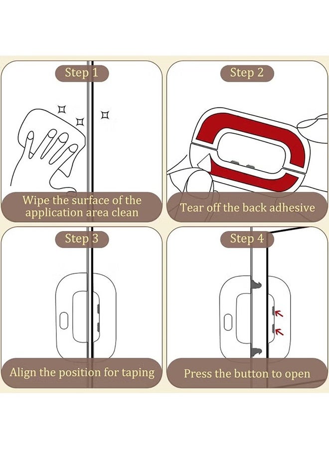 Happy D 2Pcs Refrigerator Lock Fridge Lock Cabinet Locks Self-Adhesive Fridge Lock with Strong Adhesive Easy to Install No Tools Need for Cupboard Door Drawer Closet Refrigerator - Image 4