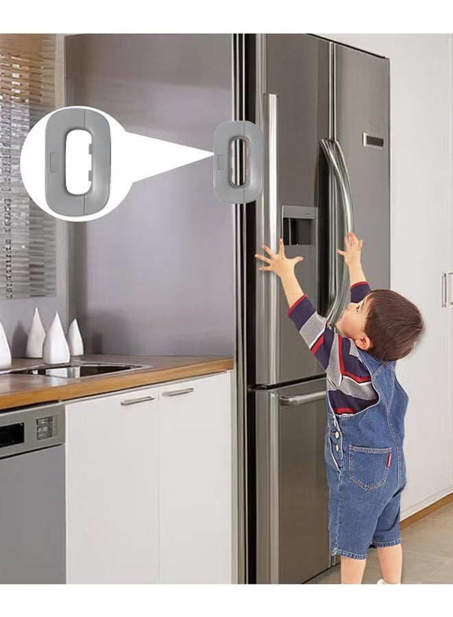 Happy D 2Pcs Refrigerator Lock Fridge Lock Cabinet Locks Self-Adhesive Fridge Lock with Strong Adhesive Easy to Install No Tools Need for Cupboard Door Drawer Closet Refrigerator - Image 2