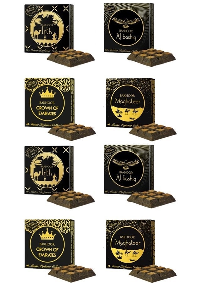 نبيل مجموعة من 8 بخور نبيل الفاخر من مجموعة إرث مغاتير باشق وتاج الإمارات بخور عربي فاخر للمنزل والمكتب والهدايا - Image 1