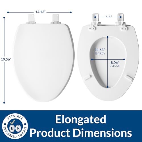 Bemis Ashland Modern Wood Toilet Seat with Decorative Edge, Slow Close, Secure Hinges, Made in USA, Elongated, White - Image 3