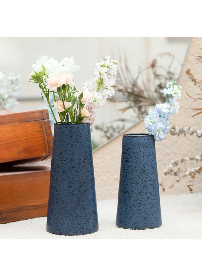 Bdor Ceramic Vase, Flower Vase Set of 2, Blue Vase for Room Decor, Modern Farmhouse Home DéCor Accents, Living Room Decor, Book Shelf, Mantel and Minimalism Dining Coffee Table Decor. - Image 2