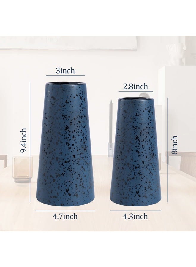 Bdor Ceramic Vase, Flower Vase Set of 2, Blue Vase for Room Decor, Modern Farmhouse Home DéCor Accents, Living Room Decor, Book Shelf, Mantel and Minimalism Dining Coffee Table Decor. - Image 3