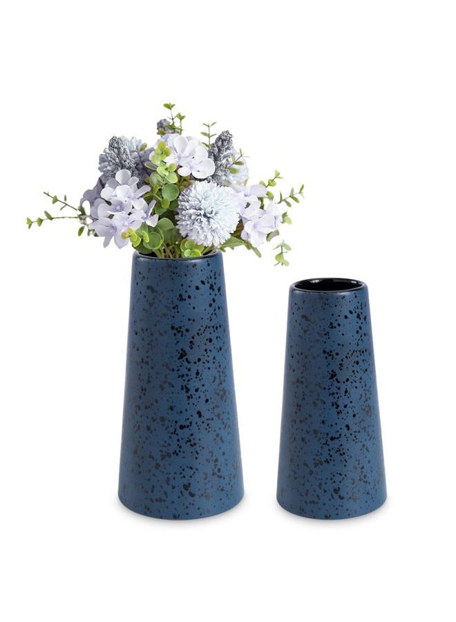 Bdor Ceramic Vase, Flower Vase Set of 2, Blue Vase for Room Decor, Modern Farmhouse Home DéCor Accents, Living Room Decor, Book Shelf, Mantel and Minimalism Dining Coffee Table Decor. - Image 1