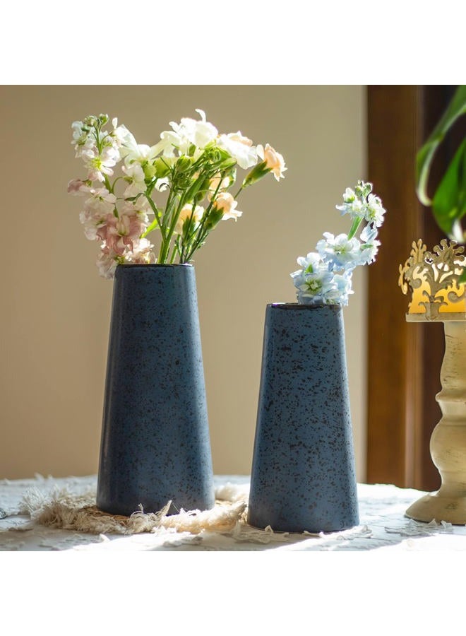Bdor Ceramic Vase, Flower Vase Set of 2, Blue Vase for Room Decor, Modern Farmhouse Home DéCor Accents, Living Room Decor, Book Shelf, Mantel and Minimalism Dining Coffee Table Decor. - Image 5