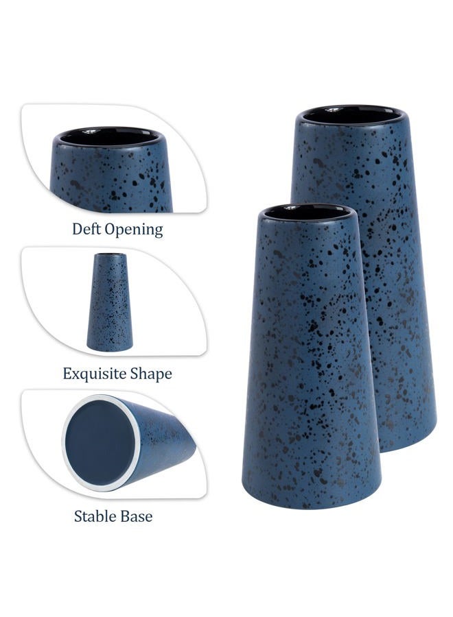 Bdor Ceramic Vase, Flower Vase Set of 2, Blue Vase for Room Decor, Modern Farmhouse Home DéCor Accents, Living Room Decor, Book Shelf, Mantel and Minimalism Dining Coffee Table Decor. - Image 4
