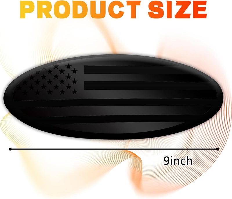 Hirificing Tailgate Emblem for Ford F150 F250 F350 Black American Flag 9 Inch Front Grill Emblem for Ford Emblems, Aluminum Oval Overlay Front Grill Rear Tailgate American Flag Decal Badge(Black) All space matching look - Image 2