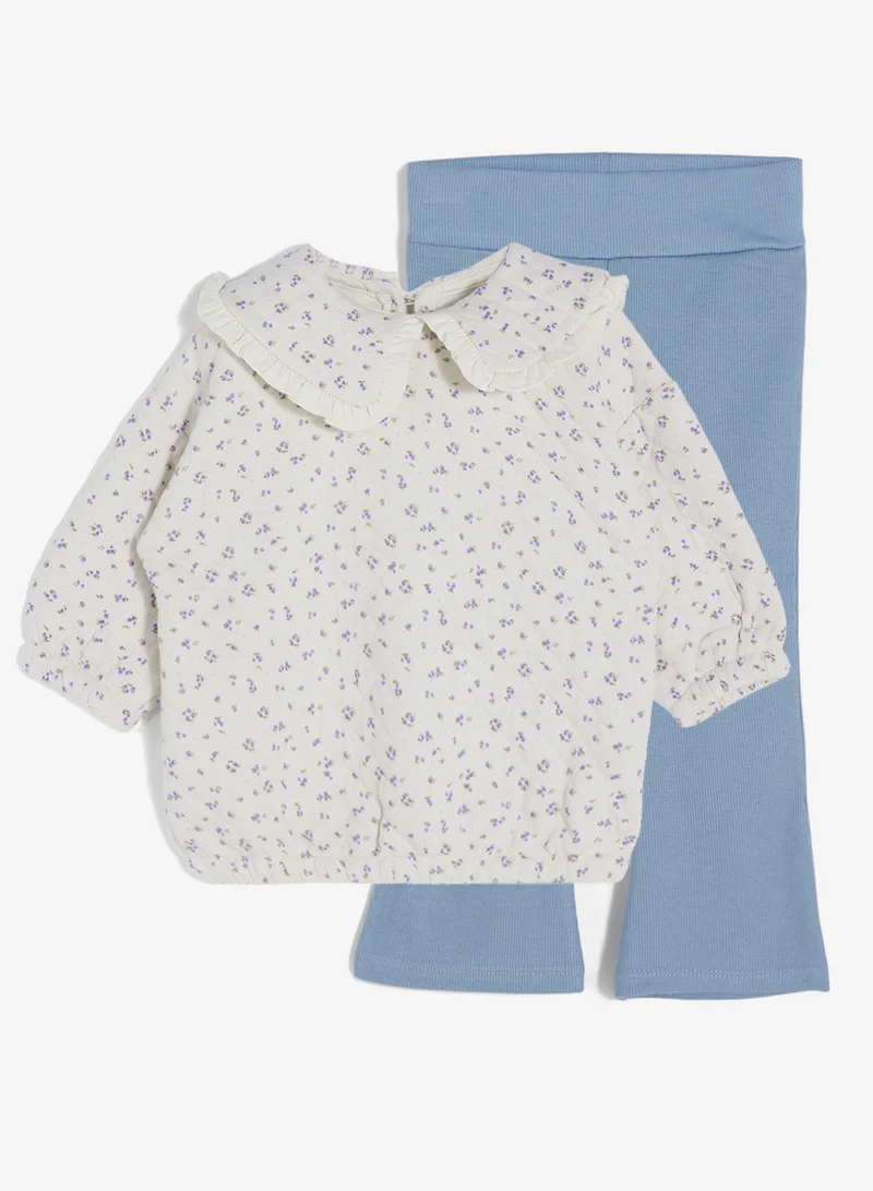 ريبلز مع نمشي طقم بناتي قطعتين بلوزة وبنطلون