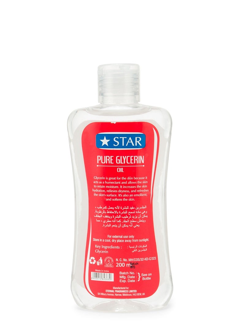 Star Pure Glycerin Oil (200ml x 2) – Deep Moisturizing & Skin Softening Body Oil – For Dry, Sensitive Skin – Ideal for Face, Hands, Feet & Body – Hydrating Daily Care for All Skin Types  - Image 3