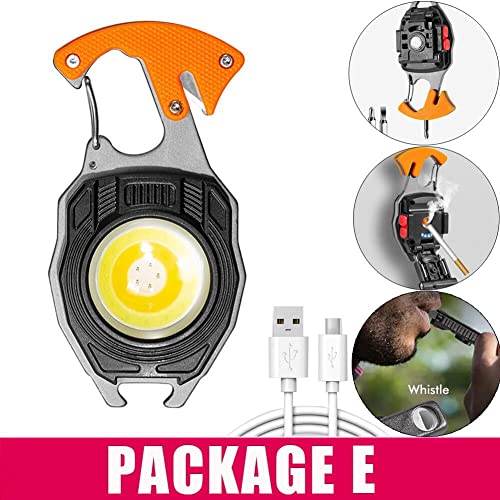 HUBTURE 800 Lumens Rechargeable Keychain LED Flashlight – 7 Mode COB Light with Lighter, Whistle, Bottle Opener, Magnet Base – Mini Multi-Tool for Outdoor, Emergency, Camping & Hiking - Image 3