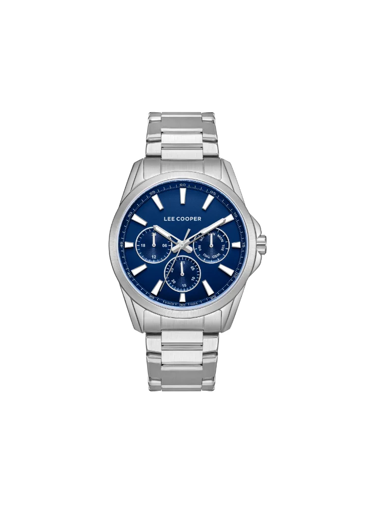 لي كوبر Men's Multi Function Display Watch With Silver Metal Strap - LC08105.390
