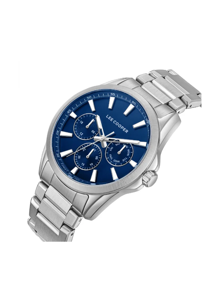 لي كوبر Men's Multi Function Display Watch With Silver Metal Strap - LC08105.390