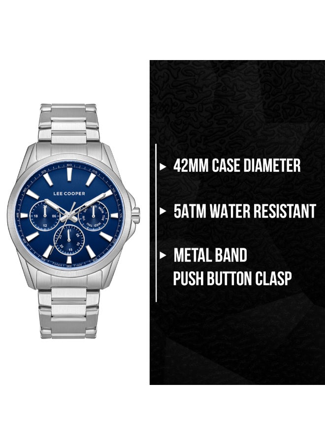 Lee Cooper Men's Multi Function Display Watch With Silver Metal Strap - LC08105.390  - Image 2