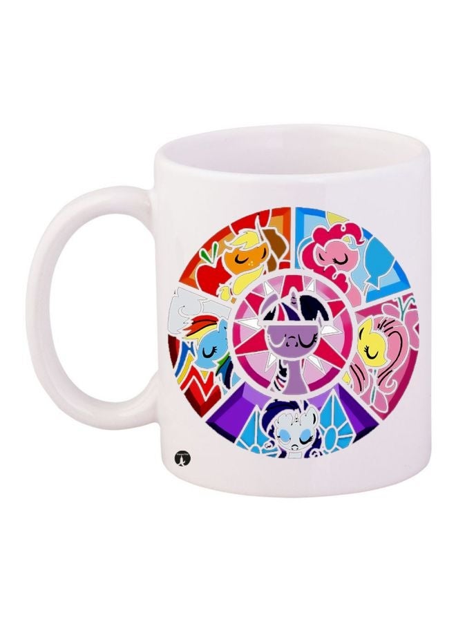 RYN Cartoon Printed Coffee Mug White/Pink/Blue 11ounce