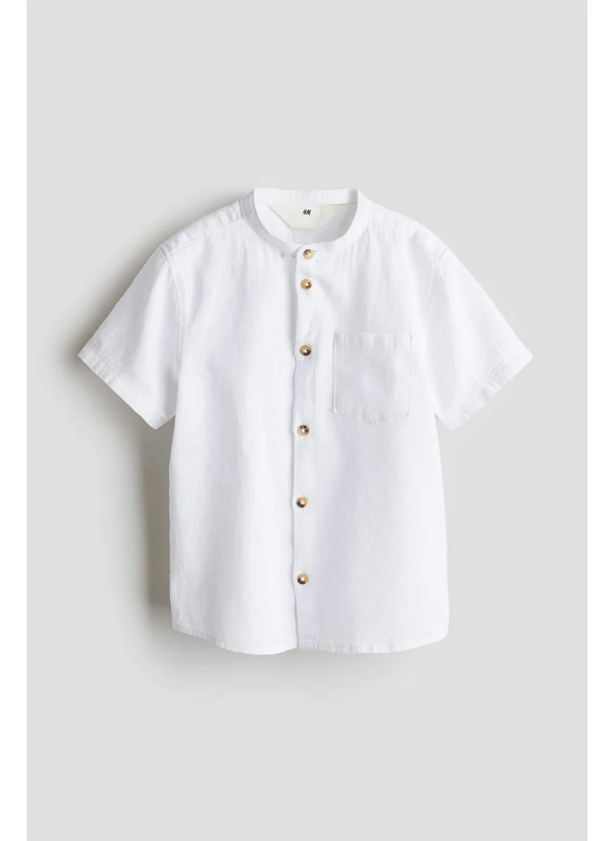 اتش اند ام Linen-Blend Grandad Shirt