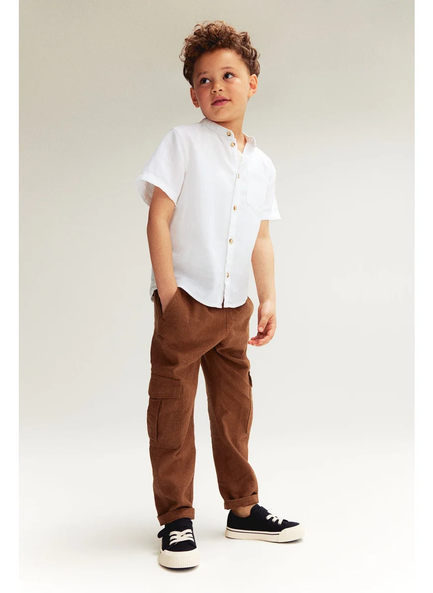 اتش اند ام Linen-Blend Grandad Shirt