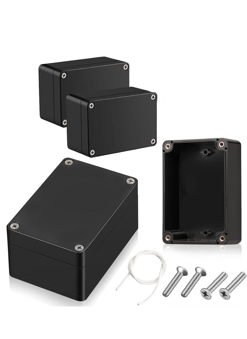 SYOSI 4 Pieces Plastic Junction Box Waterproof Project Box Electrical Box Electrical Enclosure Box Outdoor Electrical Project Case Black 3.94 x 2.68 x 1.97 Inches for Outdoor Use  - Image 1
